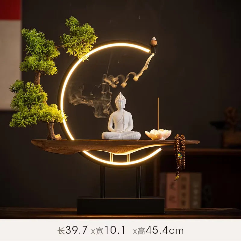 IN STOCK Sakyamuni Buddha Statue Home Large Tathagata Buddhist Statue Figure Buddha LEDRing Light Living Room Incense Porch Gift
