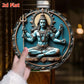 Oriental Mystic Indian Three-Handed Statue - Circular Metal Decor, Exquisite Wall & Tabletop Ornament