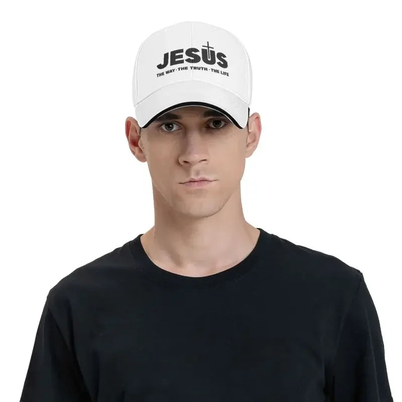 Jesus Christ The Way The Truth The Life Baseball Cap Sun Protection Adjustable Religion Cross Christian Faith Dad Hat