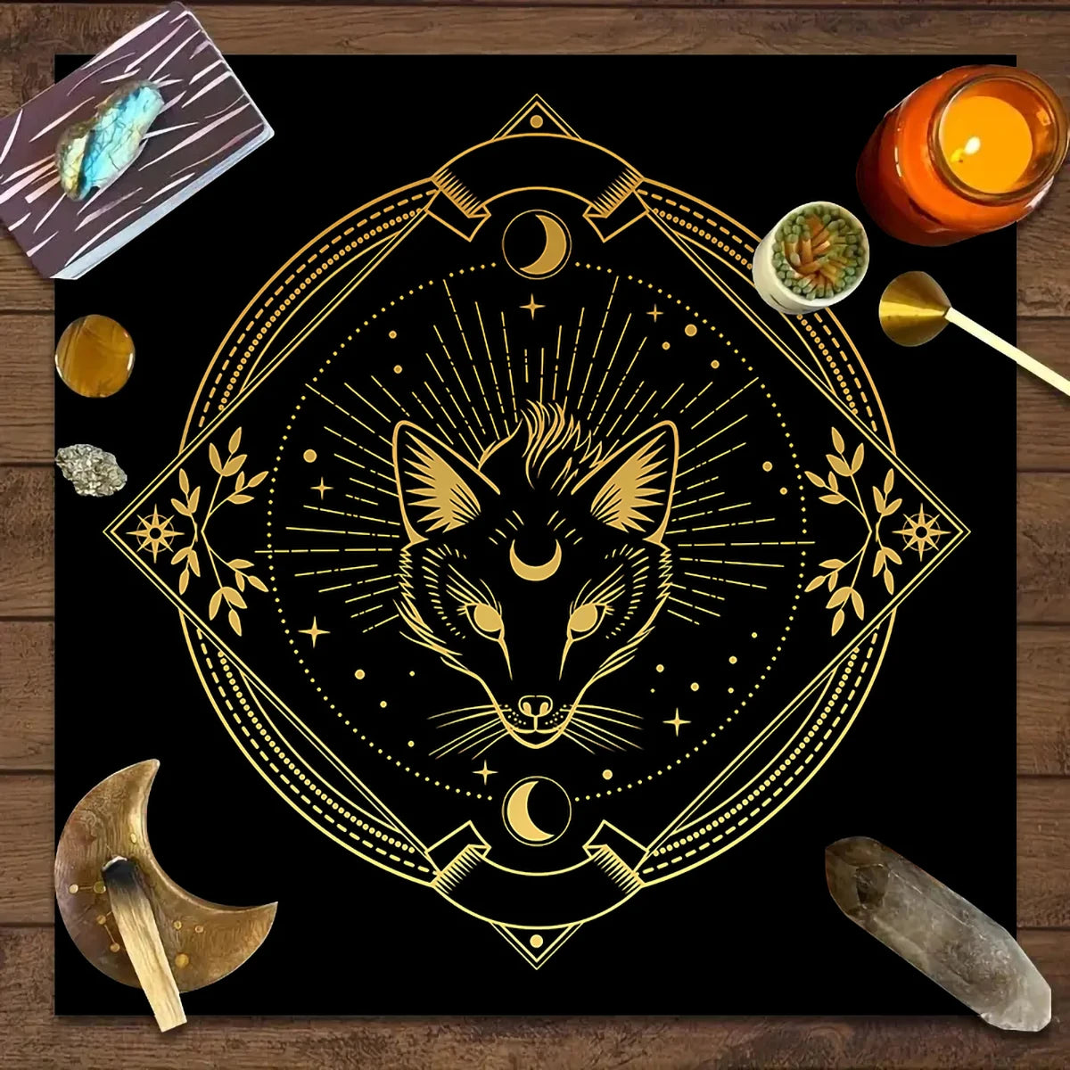 1pc Tarot card tablecloth, mysterious rune astrology altar cloth, witchcraft cabin decoration tablecloth, card game tablecloth