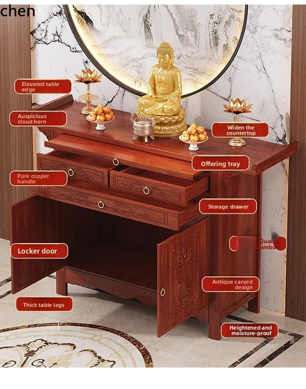 CZ  Altar Incense Case Buddha Shrine Cabinet God of Wealth Guanyin Bodhisattva Worship Cabinet