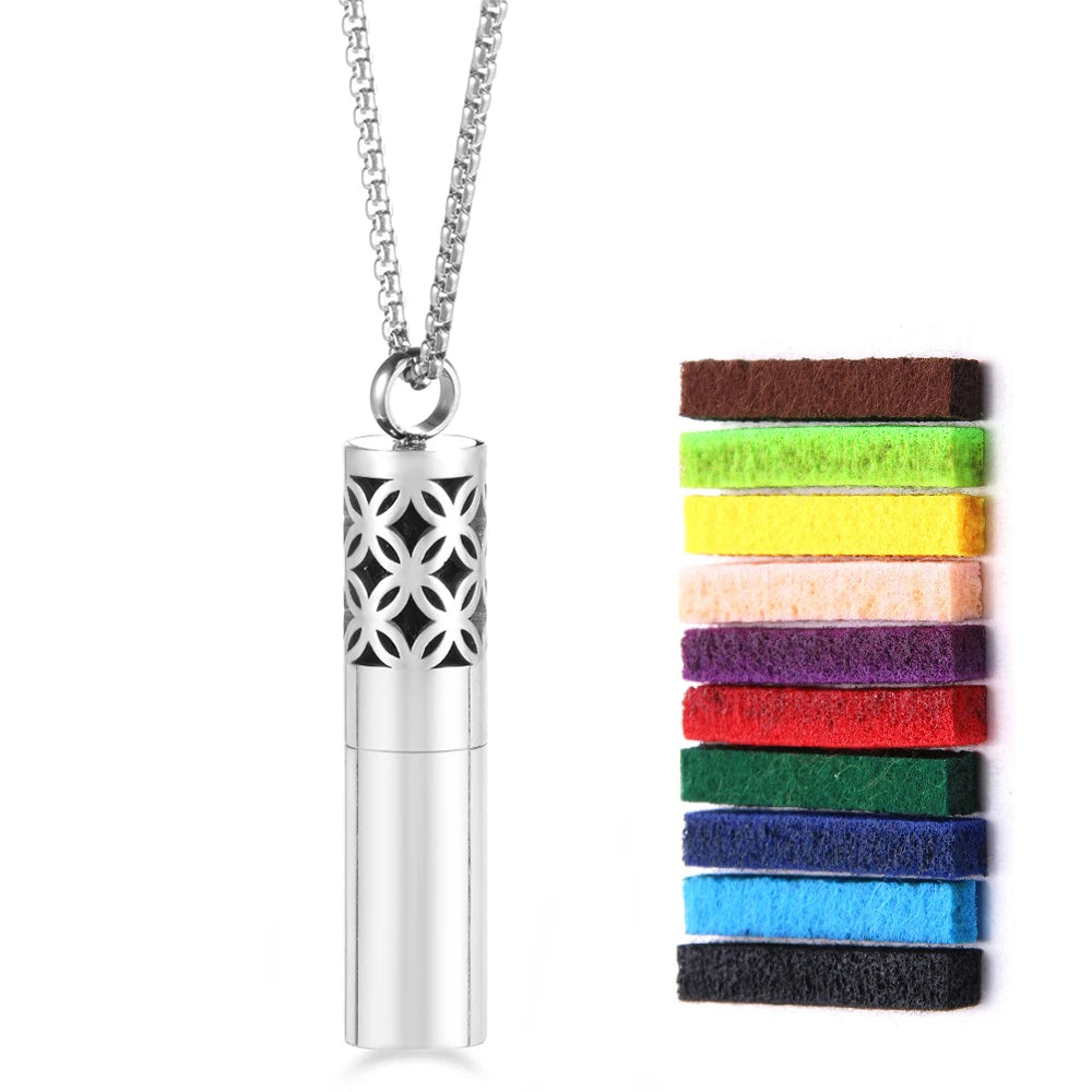 Twelve Constellations Aromatherapy Essential Oil Pendant Lockets Perfume Storage Diffuser Necklace 316L Stainless Steel Jewelry