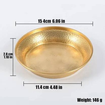 Buddhism Copper Manza Plate，Auspicious Tibetan Brass Tantra Dish Worship For Buddha Tray Desktop Home Gift Decorative，1Pcs，15 cm