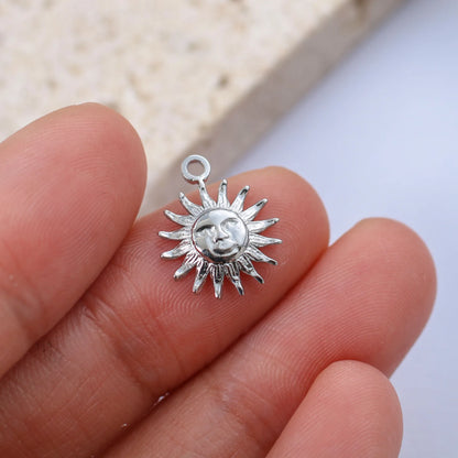 3Pcs/Lot Sun Smile Face Pendants Stainless Steel Celestial Dangle Charms DIY Bracelet Earring Jewelry Making Supplies Wholesale