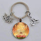 Indian Buddha Meditation 7 Chakra Mandala Psychedelic Yoga Glass Cabochon Keychain Ornament