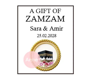 100pcs Custom A Gift Of Zam Zam Sticker Water Bottle Label Wedding Favours Hajj Umrah Mubarak Nikkah Adhesive Guest Gift Baptism