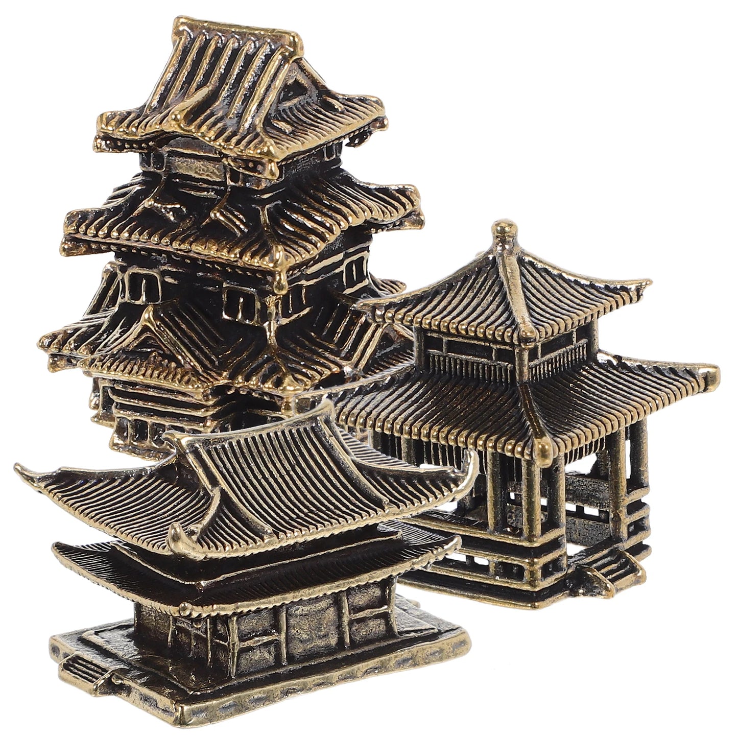 3pcs Brass Tiny Pagoda Model Zen Garden Decor Miniature Asian Ornaments For Aquarium Landscaping Japanese Style Lantern
