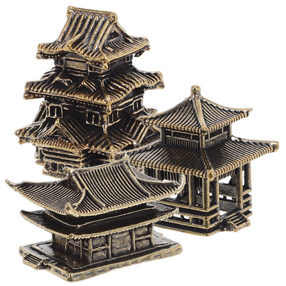 3pcs Brass Tiny Pagoda Model Zen Garden Decor Miniature Asian Ornaments For Aquarium Landscaping Japanese Style Lantern