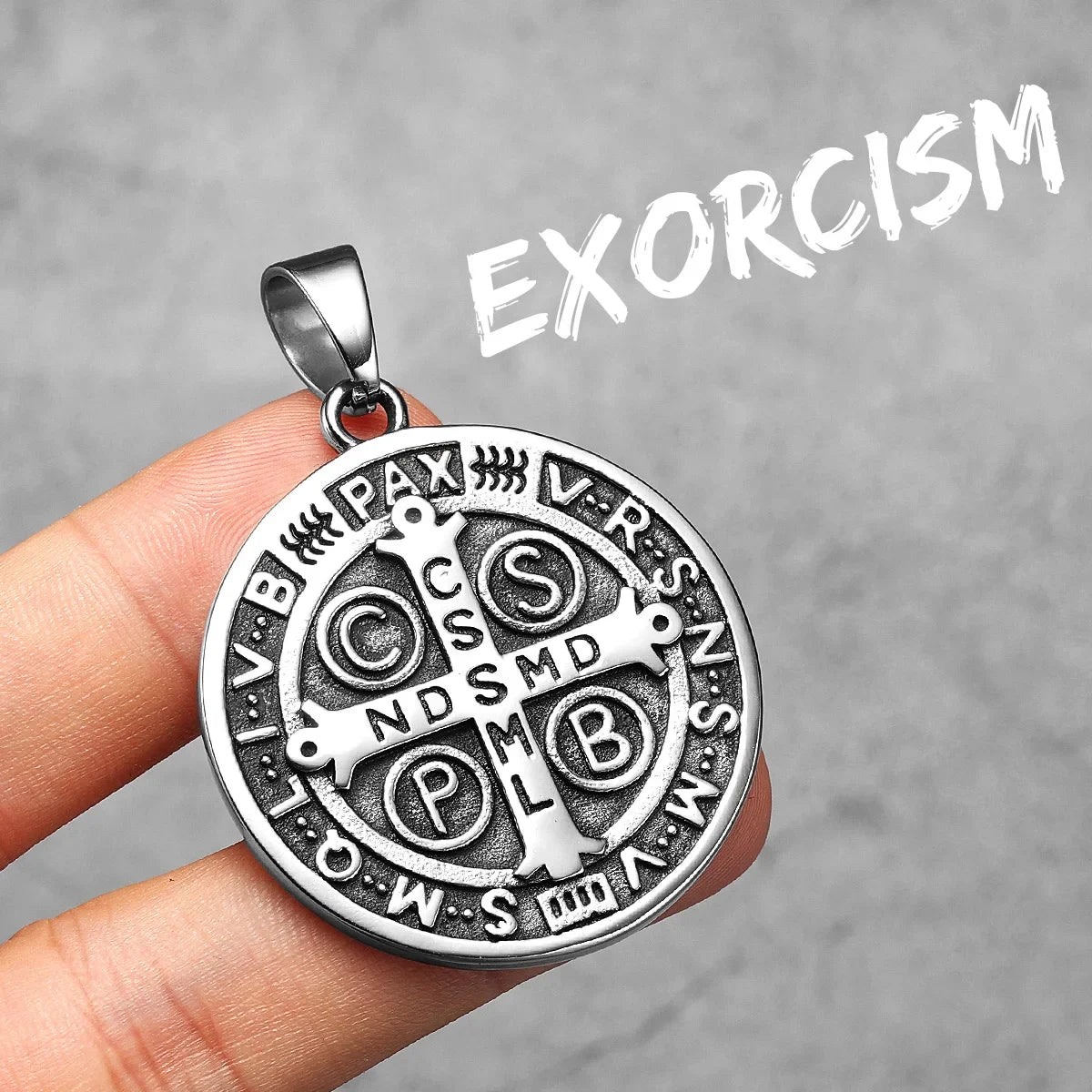 St.Benedict Exorcism Powerful Amulet Men Necklaces Stainless Steel Pendant Chain Women Jewelry Vintage Halloween Gifts Wholesale