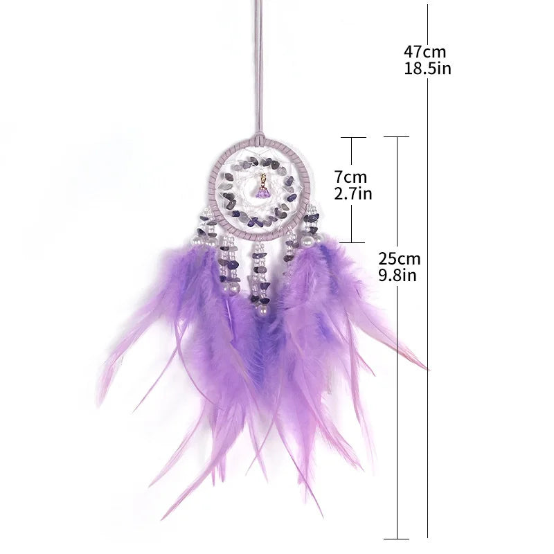 Car Interior Backpack Pendant Dream Catcher Crystal Stone Exquisite Interior Pendant Feather Dream Catcher Wind Chimes