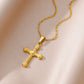 Gold Color Lucky Pendant Necklace For Women Stainless Steel Jewelry Aesthetic Accessorie Charm Choker Cross Goddess Necklaces