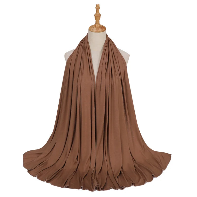 80*180cm Modal Rayon Cotton Muslim Jersey Hijab Women Solid Color Scarf Ramadan Long Shawl Plain Soft Turban Wraps Headband