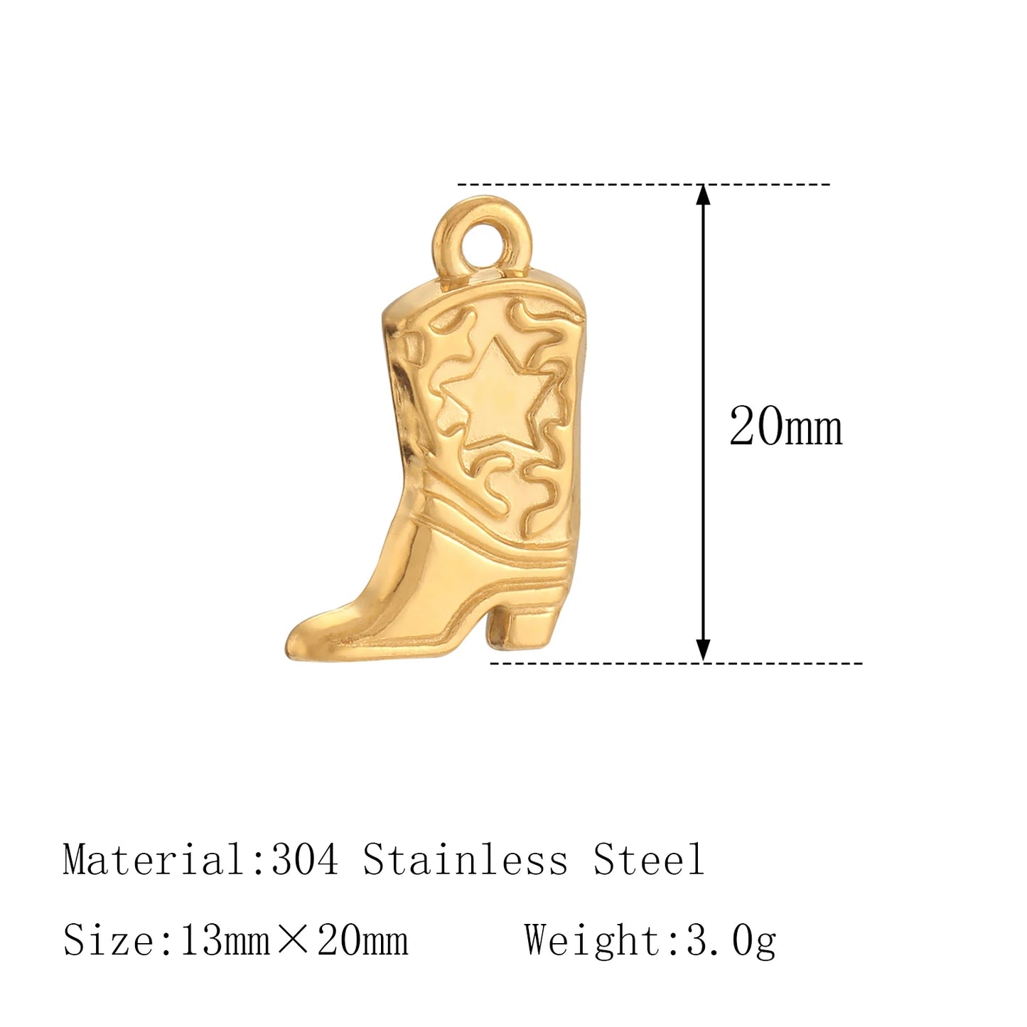 3Pcs Stainless Steel Cowboy Hat/Boot/Horseshoes Charms Astrology Celestial Sun Star Pendant DIY Necklace Bracelet Jewelry Making