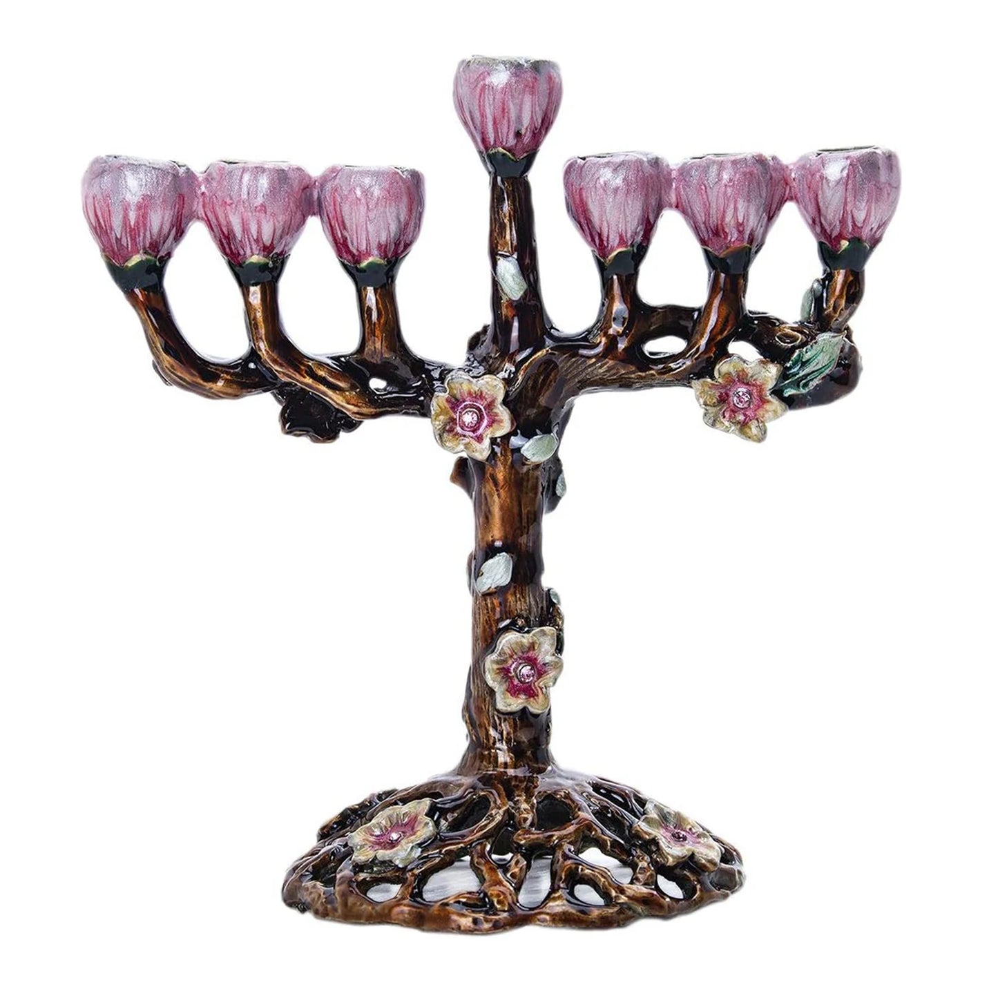 Tree of Flower 7 Branch Candle Holder for Hanukkah Menorah Candelabrum Candlestick Stand for Christmas Party Wedding Celebration
