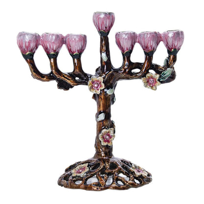 Tree of Flower 7 Branch Candle Holder for Hanukkah Menorah Candelabrum Candlestick Stand for Christmas Party Wedding Celebration