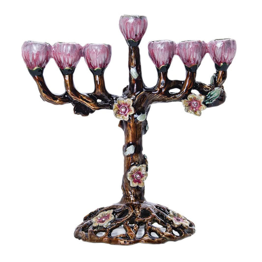 Tree of Flower 7 Branch Candle Holder for Hanukkah Menorah Candelabrum Candlestick Stand for Christmas Party Wedding Celebration