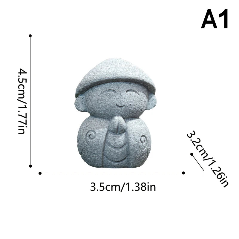 Buddha Statues Cute Little Jizo Buddha Sculpture Figurines Garden Ornaments Japanese Buddha Ksitigarbha Aquarium Bonsai