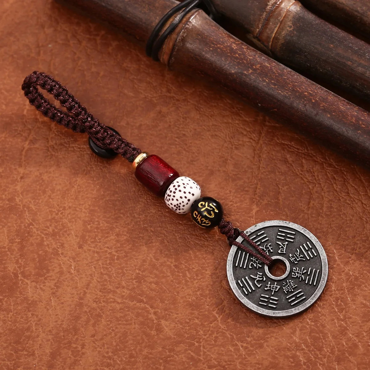New Creative Copper Coin Car Keychain Star Moon Bodhi Handmade Pendant Phone Chain Key Ring Wholesale