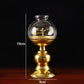 Golden Oil Lamp For Buddha With Glass Windproof Cover,Metal Buddhist Lantern Burner,Religious Candlestick Item