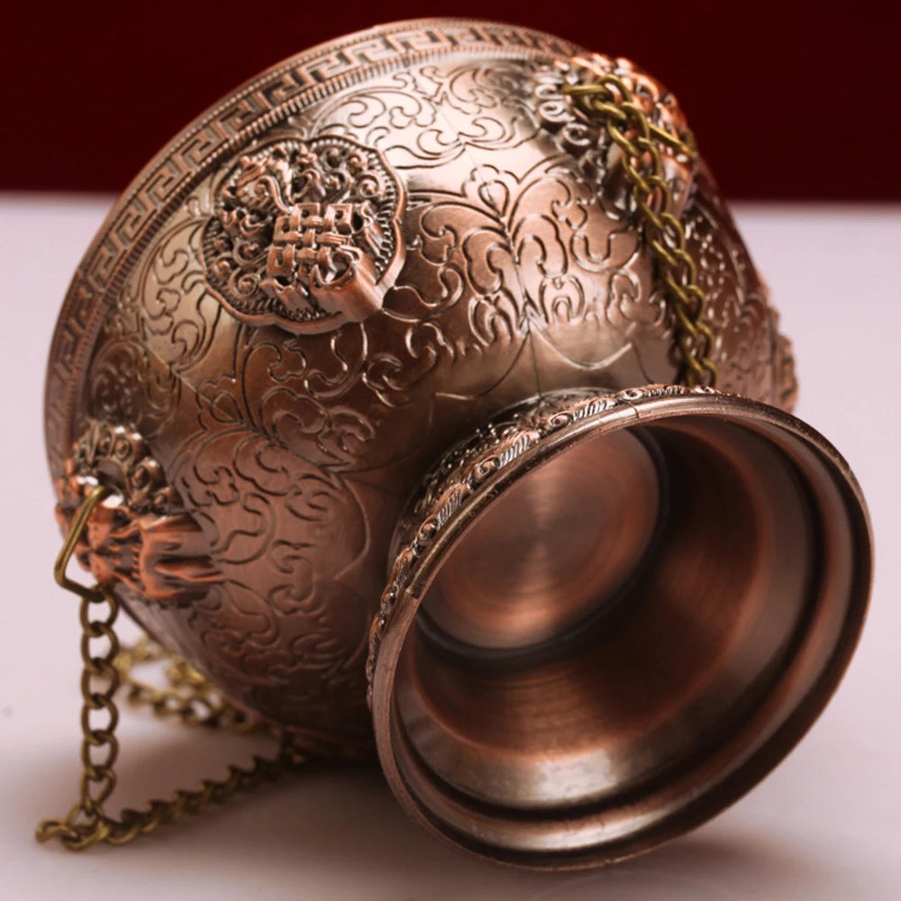 Small Tibetan galsang flower hanging incense burner, Alloy eight-auspicious spice powder incense burner, Home aroma ornaments
