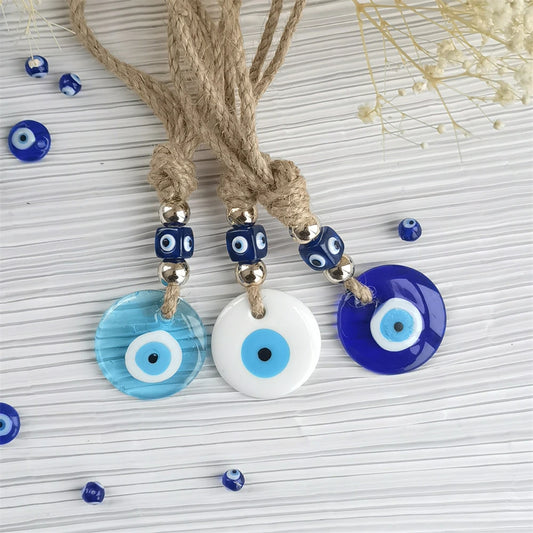 Handcrafted Blue Eye Charm - Evil Eye Pendant, Decorative Glass Wall Hanging with Multiple Color Options, Home Decor