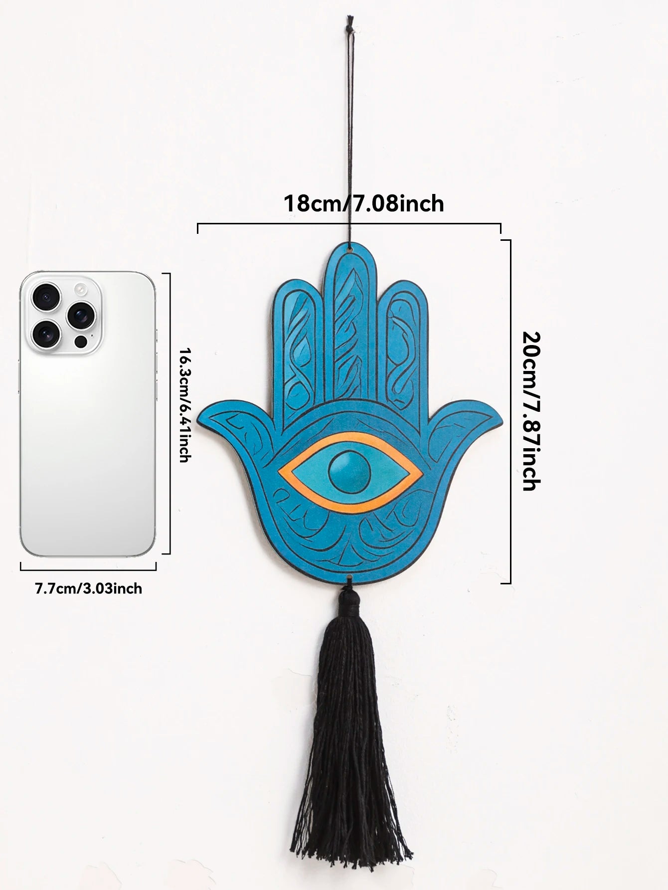 1pc Hamsa Hand Wall Hanging Decor, Blue & Red Evil Eye Tassel Ornaments, Boho Home Decor Pendant, Living Room & Gift Decoration