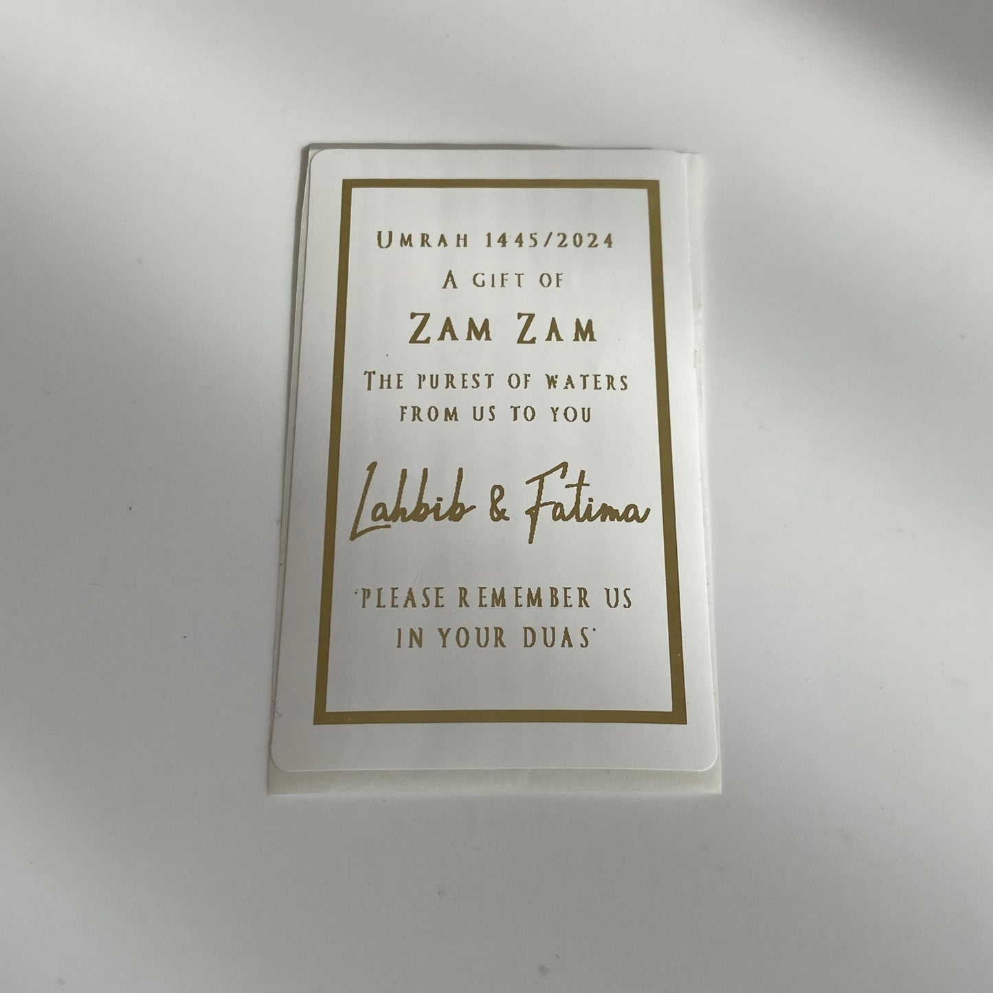 Customized Umrah Tabaruk Zam Zam Water bottle labels UMRAH MUBARAK Personalised Stickers RAMADAN ZAM ZAM Sticker Decor