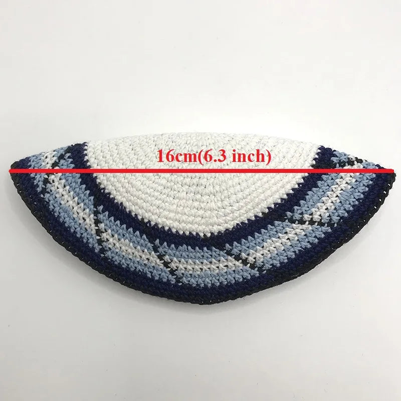 15cm/16cm/17cm Kippah Traditional Jewish Yarmulke Hand Made Knit Judaica Yamaka Kippot Hat for Men