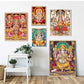 India Hindu Golden Ganesha Temple Poster Shiva Parvati Painting Canvas Prints Elephant God Religion Picture Room Hoom Wall Decor