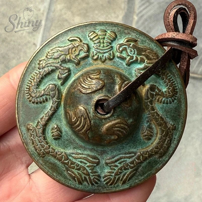 Antique Tibetan Tingsha Cymbals Sanskrit Brass Chime Bells Meditation Gong for Spiritual Healing Mindfulness Yoga Buddhist