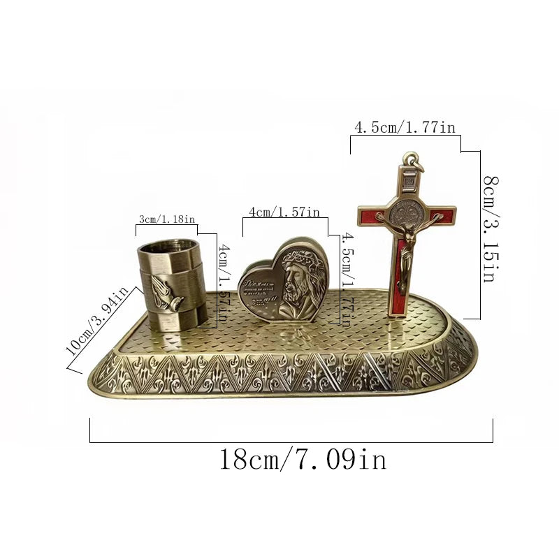 New 2026 Gold Religious Iconography Gift Set with Saint Benedict Crucifix for Home Altar Church Prayer Devotion Christian Decor