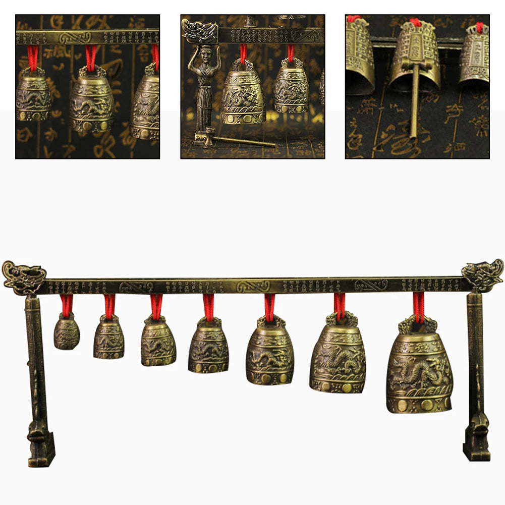Bronze Meditation Gong With 7 Decorated Bells For Yoga Sound Healing And Relaxation Chinese Musical Percussion Instrument Set