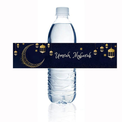 Umrah mubarak Water Bottle Sticker hajj mubarak Bottle Labels Paper Wrapper Eid Party Supplies