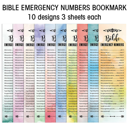 30pcs Watercolor Christian Inspirational Bible Verse Emergency Number Bookmark Welcome Appreciation Gift For Church Sunday Study