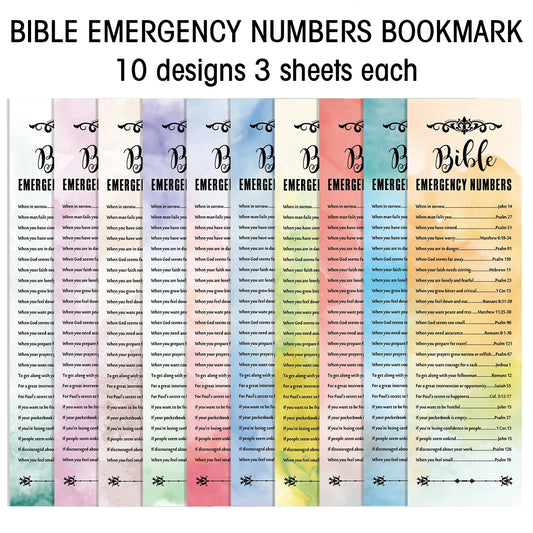 30pcs Watercolor Christian Inspirational Bible Verse Emergency Number Bookmark Welcome Appreciation Gift For Church Sunday Study