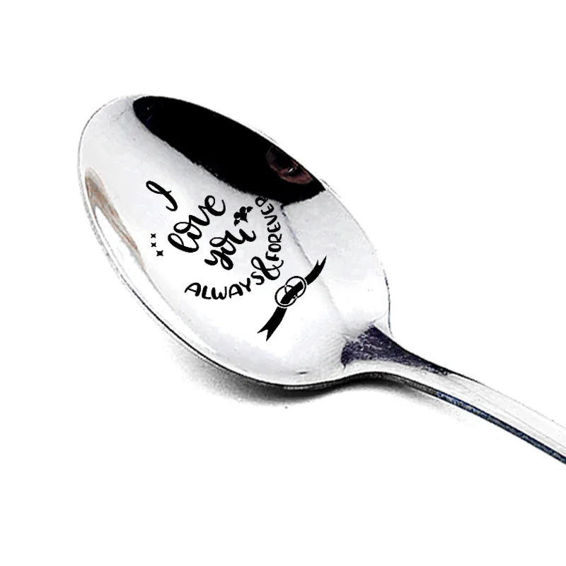 1Pcs 2024 Years I Love You Anniversary Valentines Day Gift for Boyfriend Girlfriend Stainless Steel Spoon Birthday Wedding Gifts