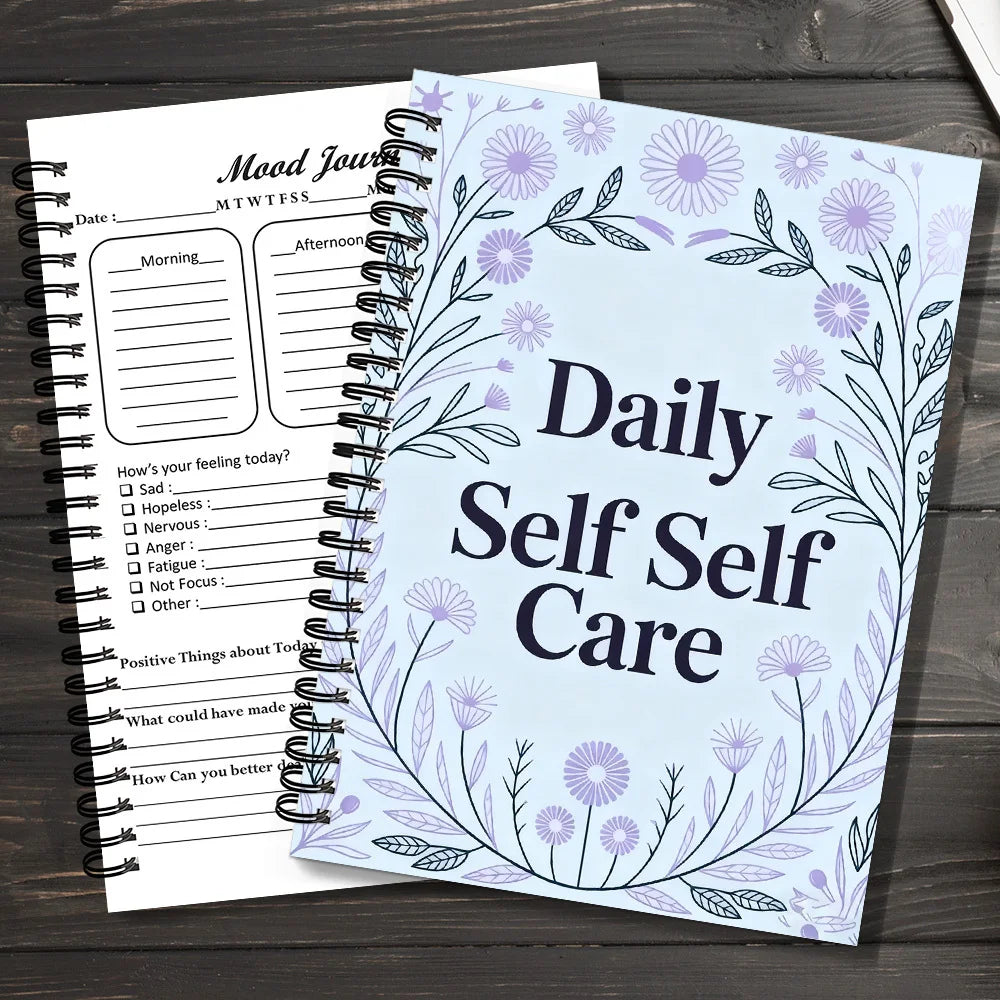1PC Elegant Light Purple Daily Self Care Mood Journal, Suitable For Daily Mindfulness Practice, Relaxing Self Reflection Session