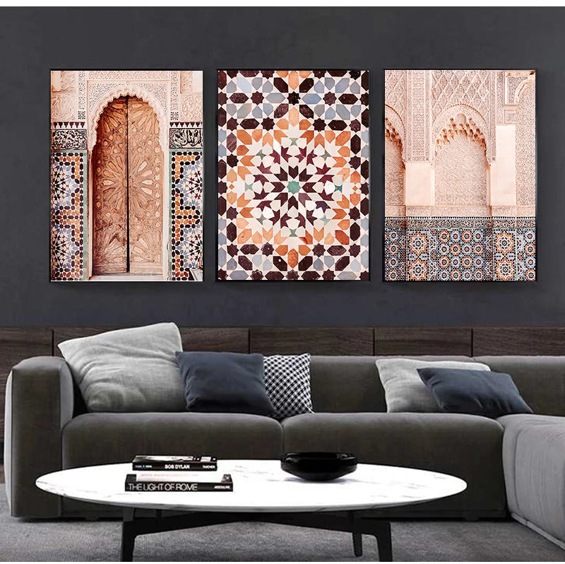 Moroccan Architecture Photography Posters and Prints Islamic Wall Art Canvas Painting Mosaic Wall Pictures for Living Room Decor
