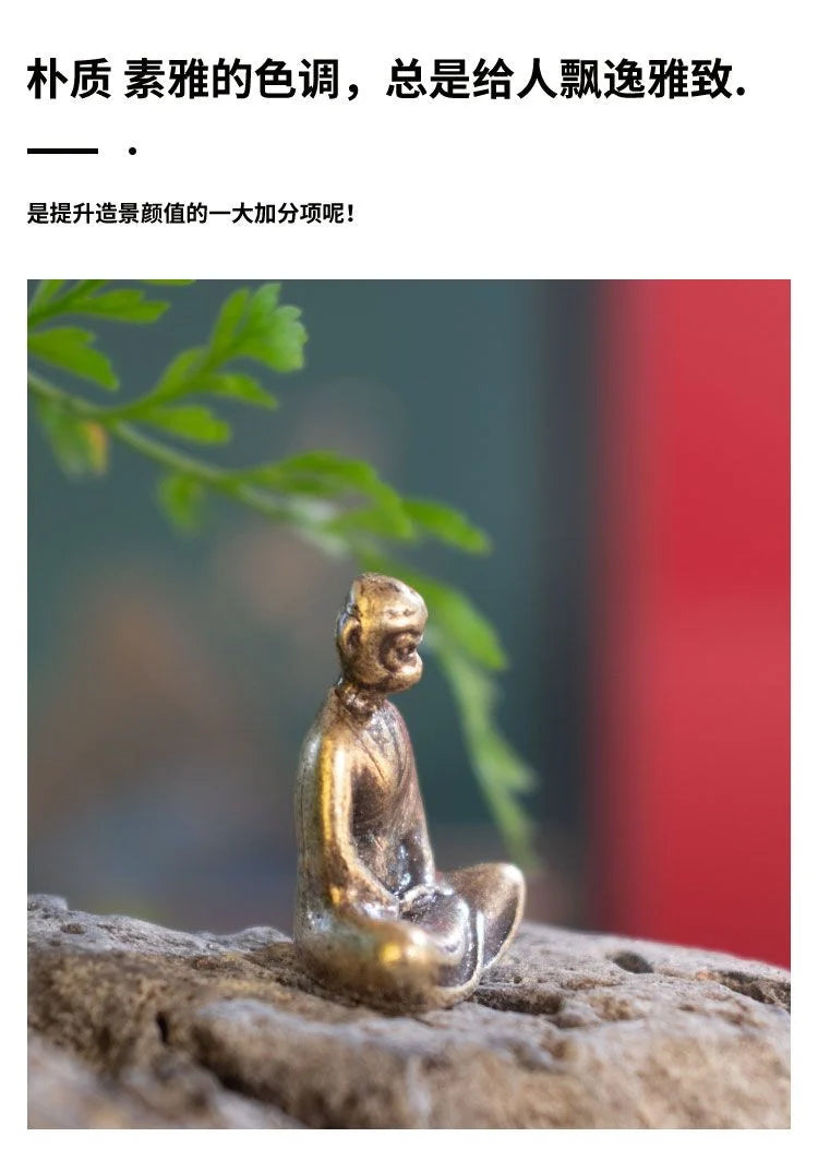 Micro Landscape Bronze Chinese Buddha Ancient Tea Ceremony Zen Moss Rockery Bonsai Sand Table Decorationfairy Garden Miniatures