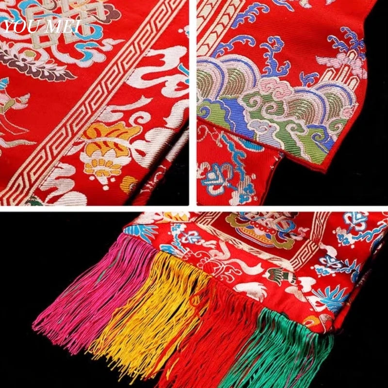 1Pcs Tibetan Style Embroidered Flags,1.4m Auspicious Dragon Pattern Home Decor Hanging Banner Buddhist Item Altar Prayer Flags