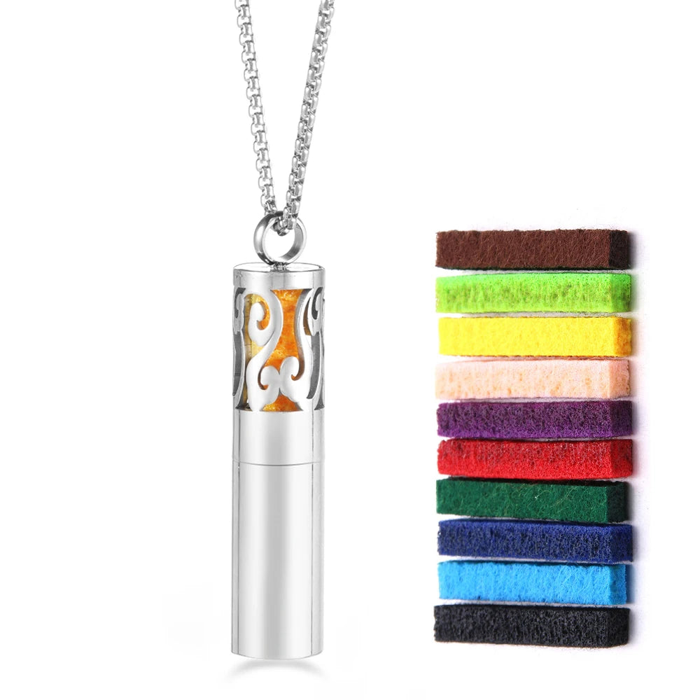 Twelve Constellations Aromatherapy Essential Oil Pendant Lockets Perfume Storage Diffuser Necklace 316L Stainless Steel Jewelry