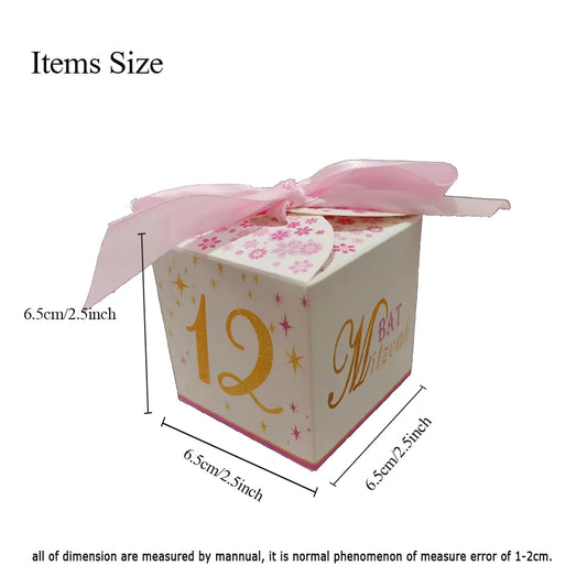 20PCS Kids Girl Bat Mitzvah Party Favor Mini Paper Guest Gift Candy Box Pink Boy Baby Shower Baptism Ceremony Events Decor