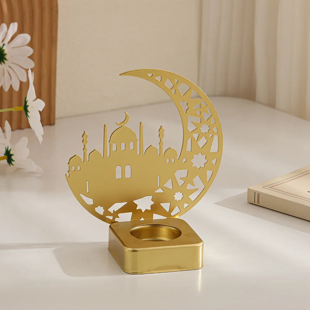 Ramadan Decoration Moon Castle Candle Holder  Eid Mubarak Decorations for Home 2026 Islam Muslim Festival Party Supplies Eid Al