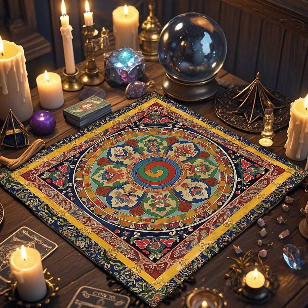 Floral And Sun Tarot Card Tablecloth Altar Cloth Flower Life Spread Tarot Reading Cloth Spiritual Oracle Card Pad