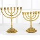 ABUN-Golden Jewish Menorah Candle-Holders Religions Candelabra Hanukkah Candlesticks 7 Branch Menorah