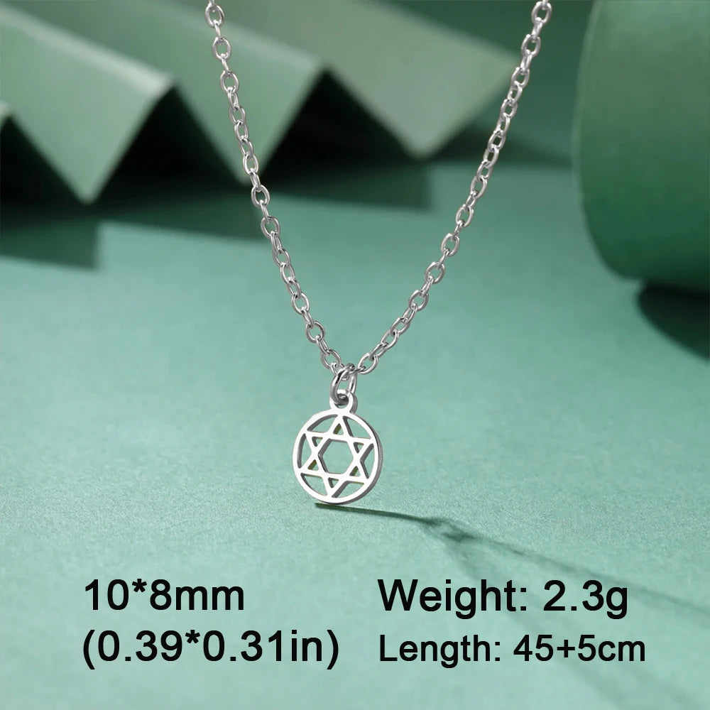 EUEAVAN 1pc Hebrew Letter Chai Symbol Necklace for Women Jewish Blessing Life Star of David Pendant Protection Amulet Jewelry