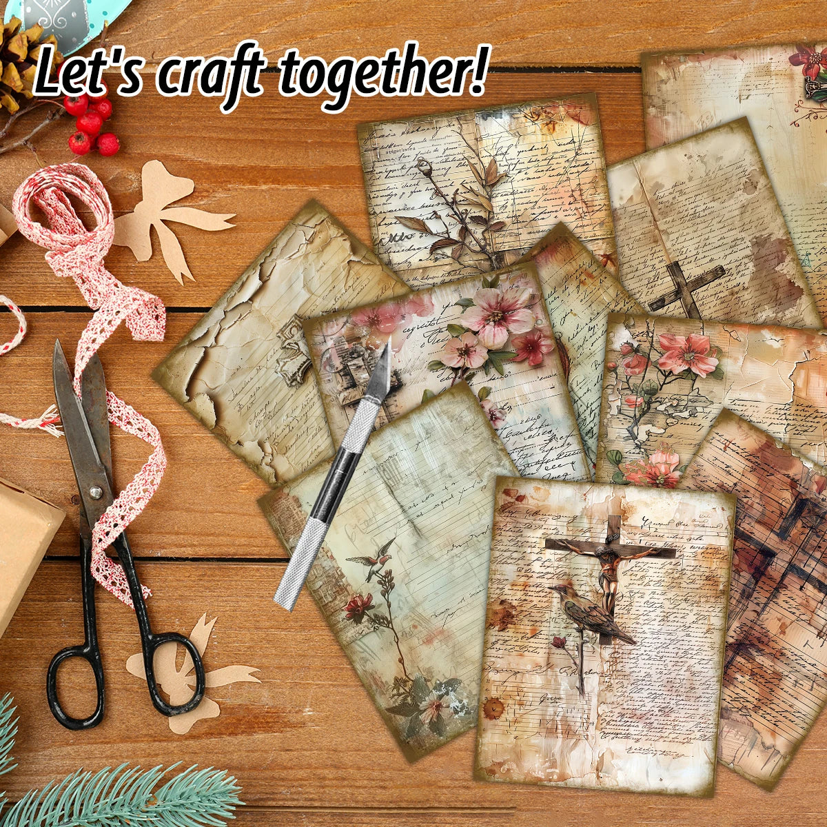 30pcs Bible Decorative Scrapbook Paper,For Bible Journaling,Faith-Based Diy Craft,Religious Art Project,Sunday Church Decoration