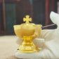 Holy Grail Communion Cup with Spoon Zinc Alloy Golden Cross Design Church Mass Supplies for Eucharist Religious Ceremonies