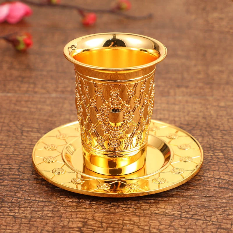Silver Plated Kiddush Cup Nickel Plated Wine Cup with Saucer Jewish Shabbos Goblet Passover for Havdalah Passover Gift
