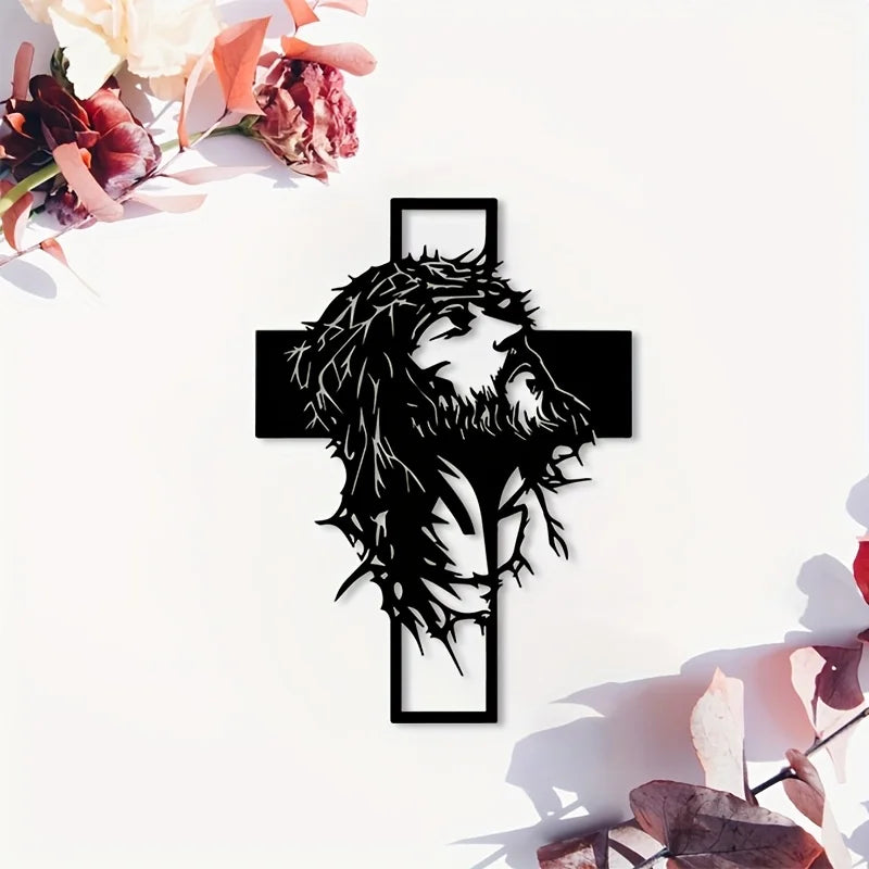 Religious Jesus Cross Iron Wall Art, Home Church Decor, Easter Christmas Gift for Christians